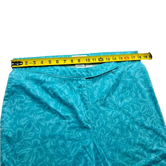 Worthington Stretch Teal Blue Floral Capri Pants Cotton Plus Size‎ 18W Summer - Picture 6 of 9